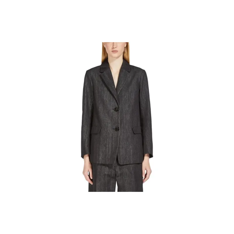 ’S MAX MARA Murano Collection Denim-Look Cotton Jacket Jackets Coats Women's Black-2