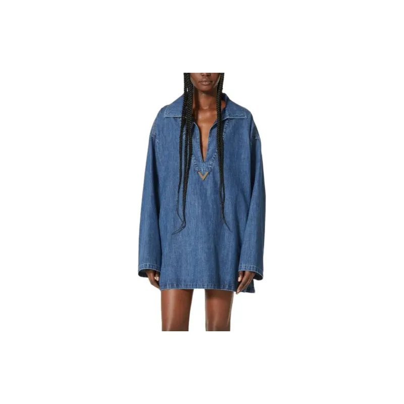 Valentino Long-Sleeved Dresses Women's Blue-3