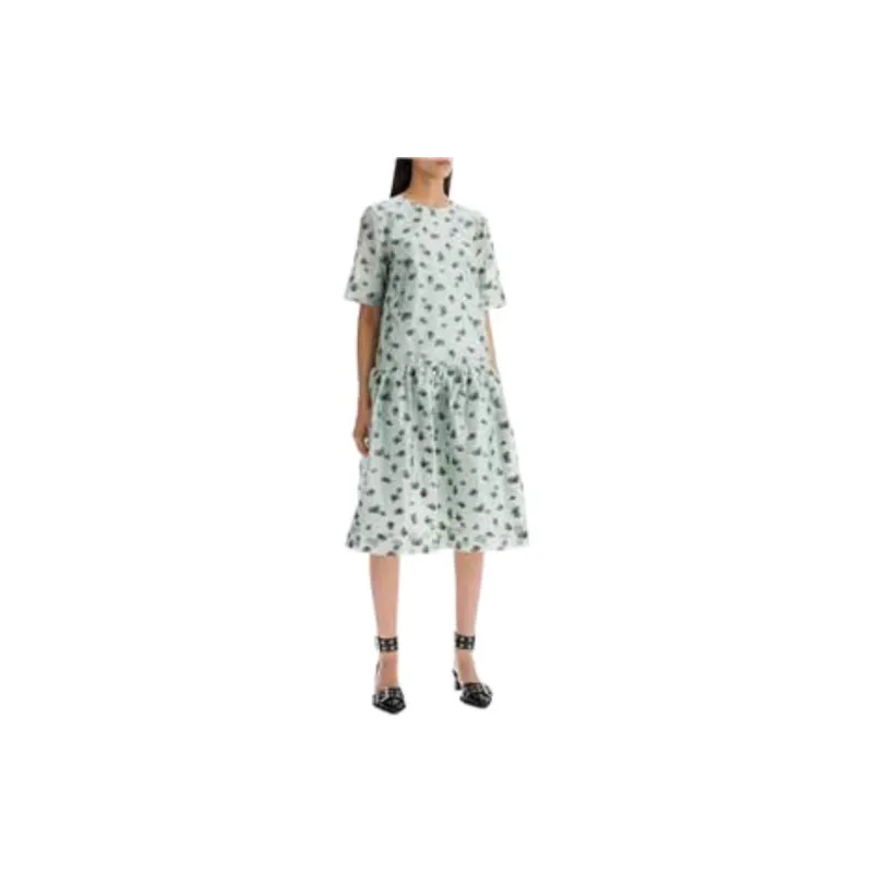 GANNI Floral Printed Open-Back Midi Dress-2