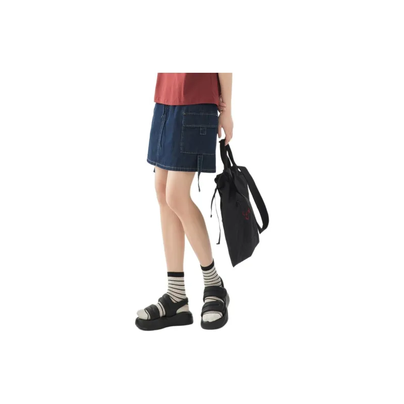 ZIHAN Denim Short Skirts Women's Dark Denim Blue-2