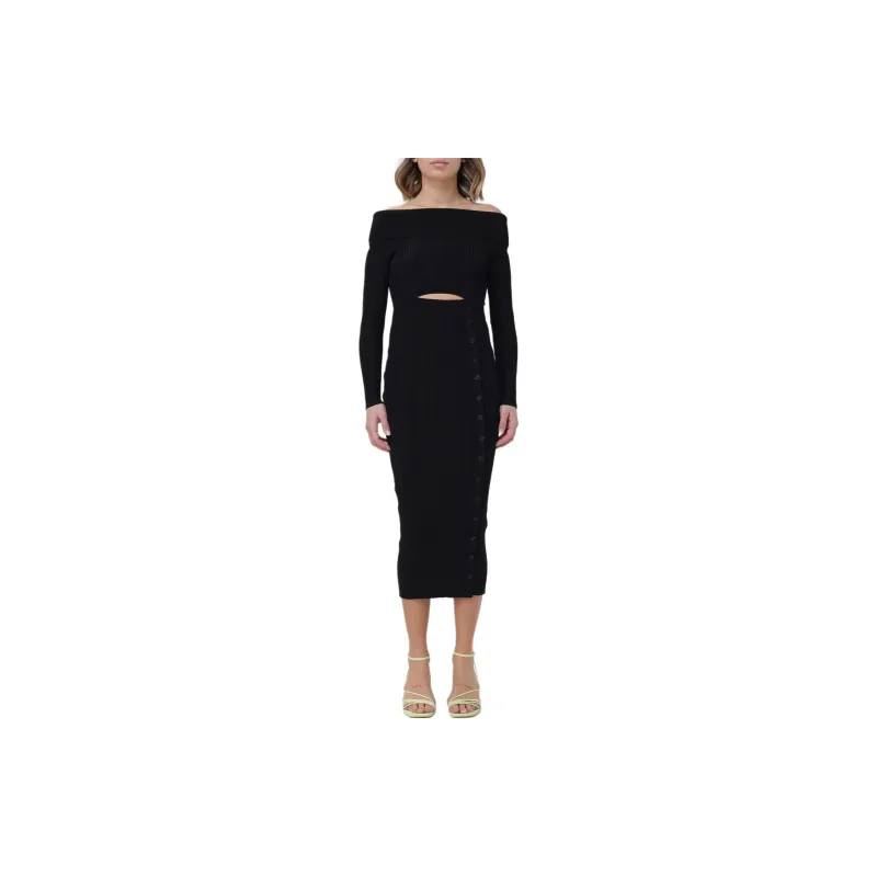 Self-portrait Off-shoulder Ribbed Midi Dress-1