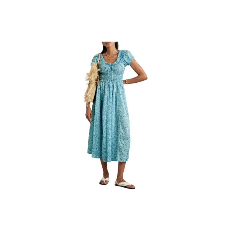 DOEN SS24 Short Sleeved Dress Women's Blue-1