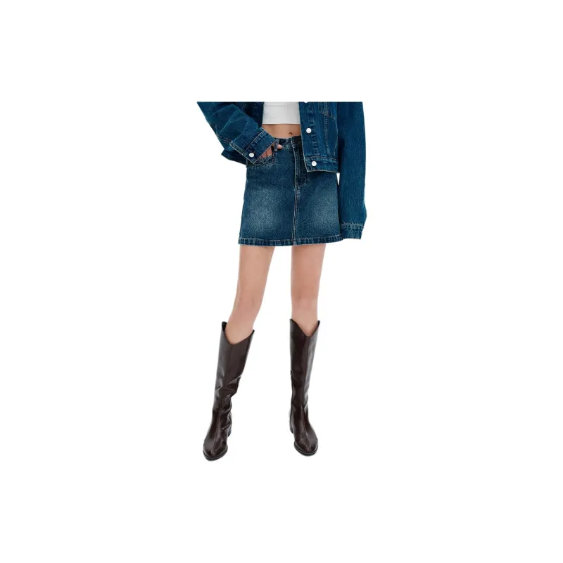 Self Who Denim Short Skirts Women's Enamel Blue-1