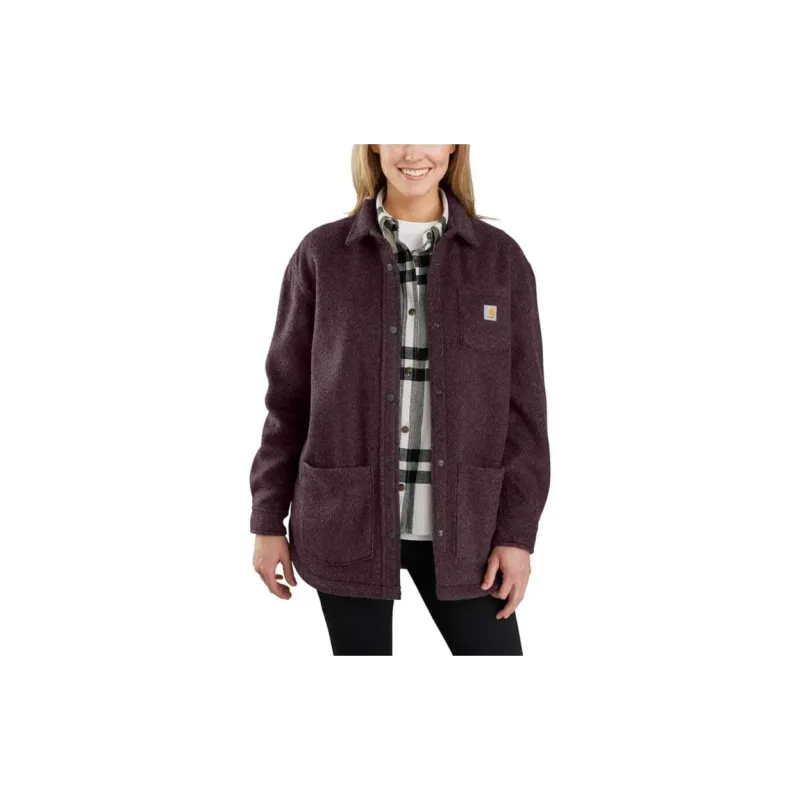 Carhartt 105988 WOMEN'S LOOSE FIT BRUSHED FLEECE SHIRT JAC Shirt Loose Fit Women's Dark Purple-1