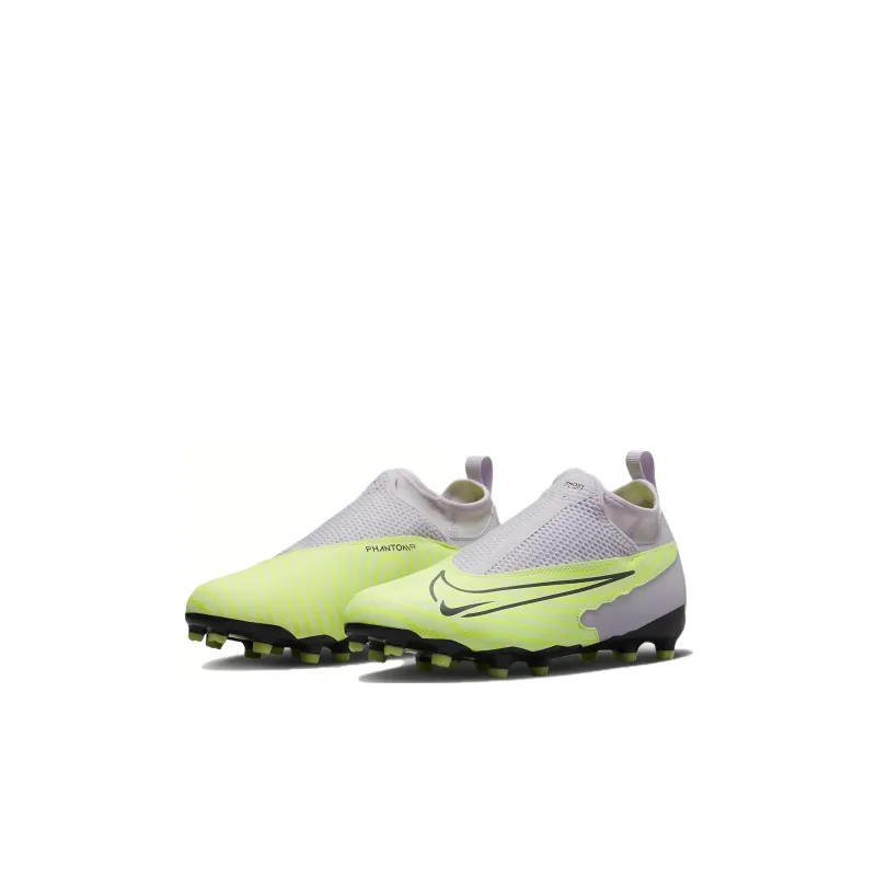 Nike Phantom DF AG Artificial Lawn Slip Resistant Low Top Kids' Soccer Shoes Gray Green Kids'-2