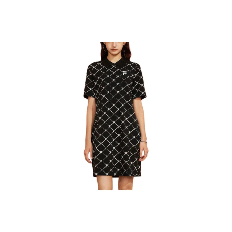 FILA FUSION FOB Series Short Sleeved Dresses Women's Jet Black-1