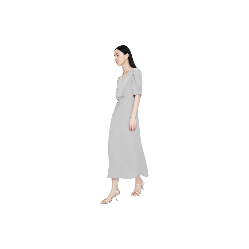TKY SHOP Short Sleeved Dress Women's Gray Purple-2