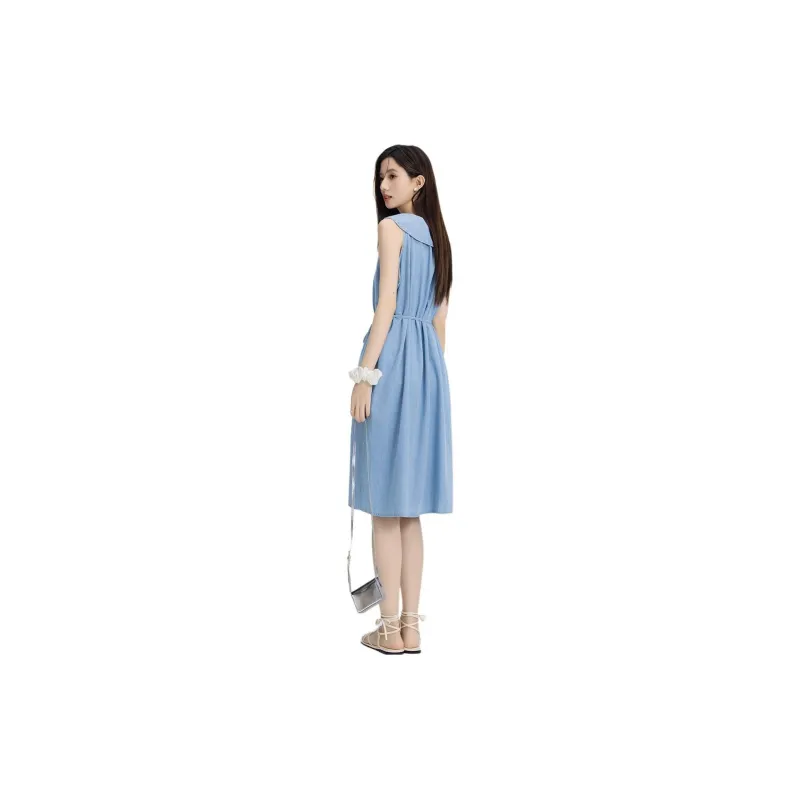 PZGE Sleeveless Dress Women's Light Blue-3