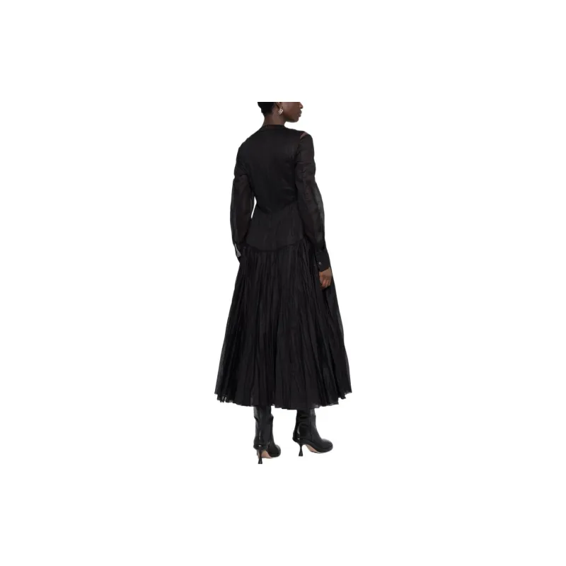 JIL SANDER Pleat Detailed Crewneck Midi Dress-2