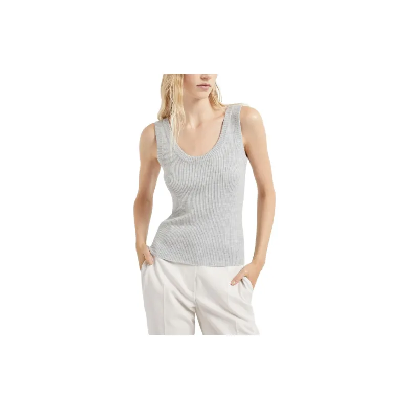 Brunello Cucinelli Scoop Neck Ribbed Knit Vest-1
