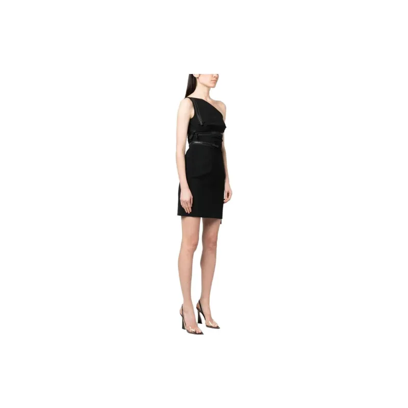 DSQUARED 2 One Shoulder Zip Detailed Sleeveless Mini Dress-4