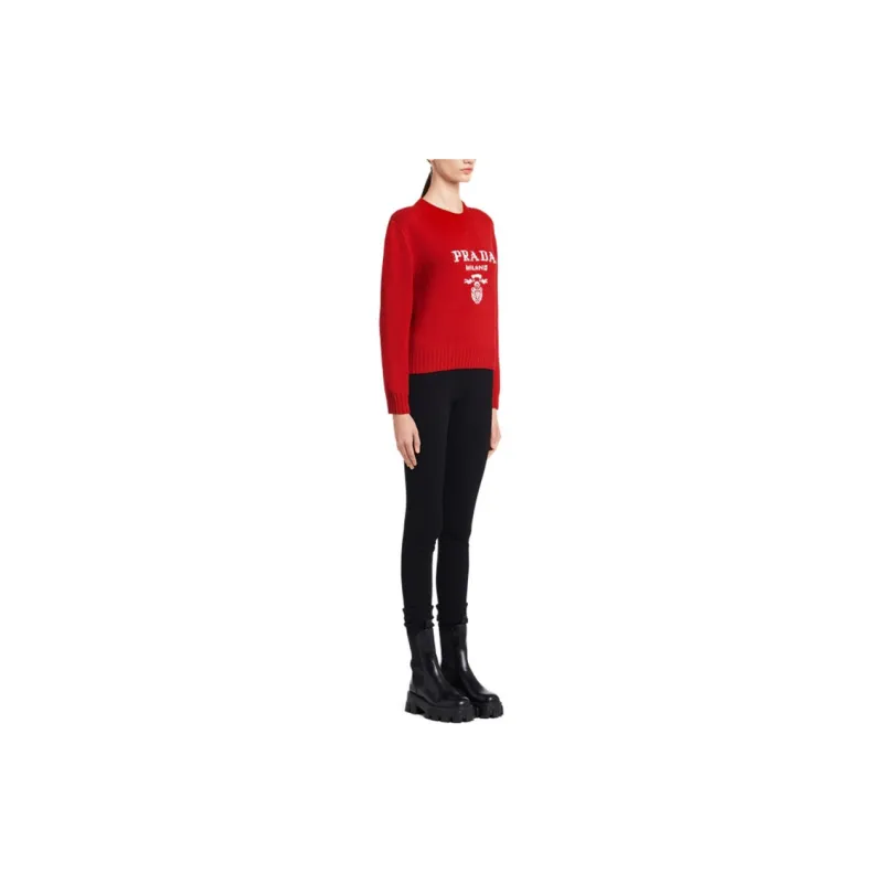 PRADA Logo intarsia Cashmere Jumper-3