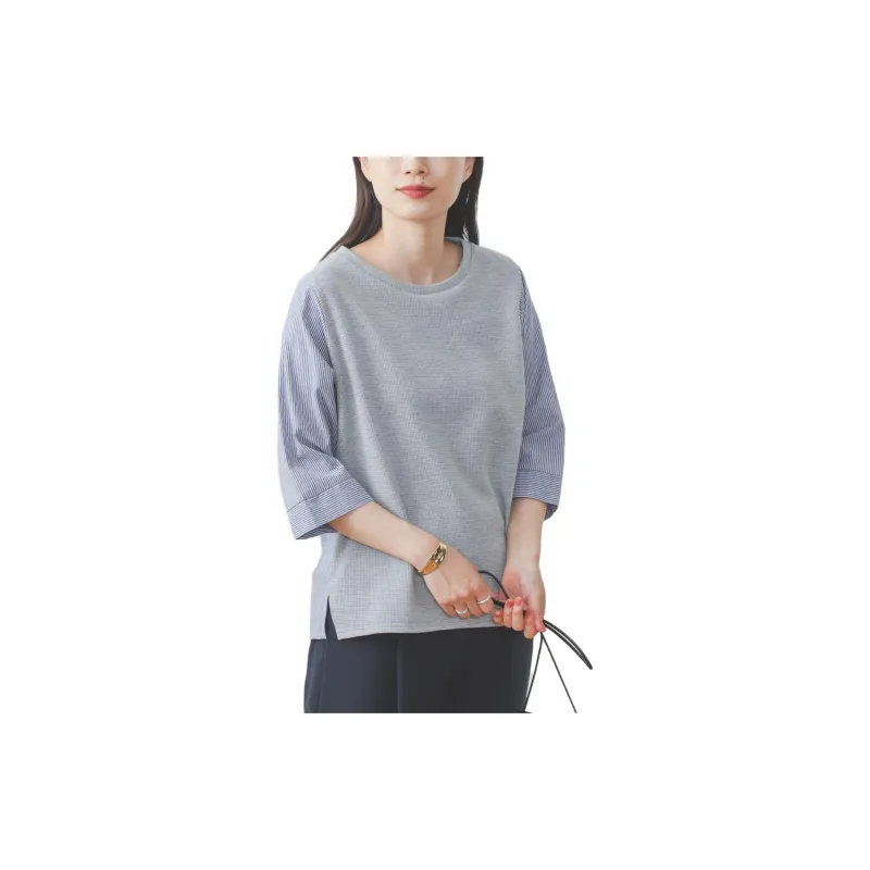 Beams T Shirts Women's Light Gray-1