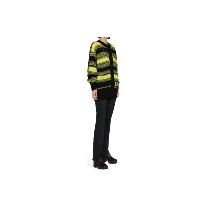 GANNI Striped Button Up Knitted Cardigan-3