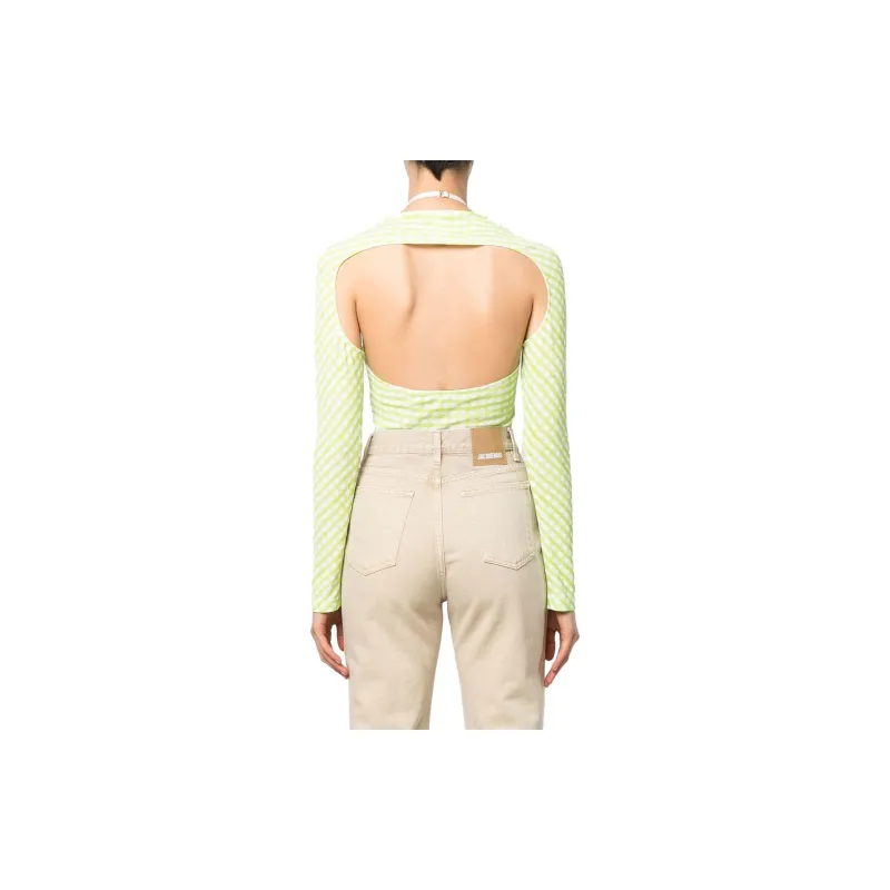 Jacquemus Check print Cut out Bodysuit-2