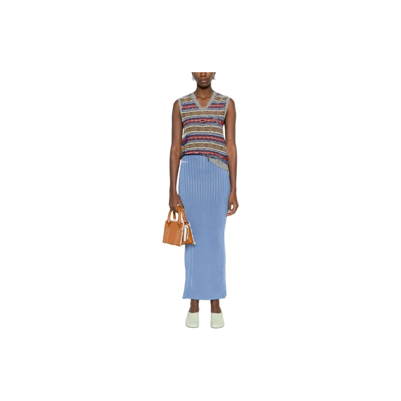 MARNI Logo Intarsia Ribbed Knit Maxi Skirt-1