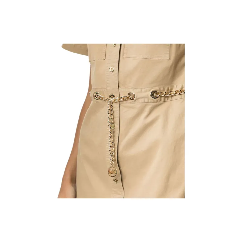 MICHAEL KORS FW22 Short Sleeved Dress Women's Khaki-4