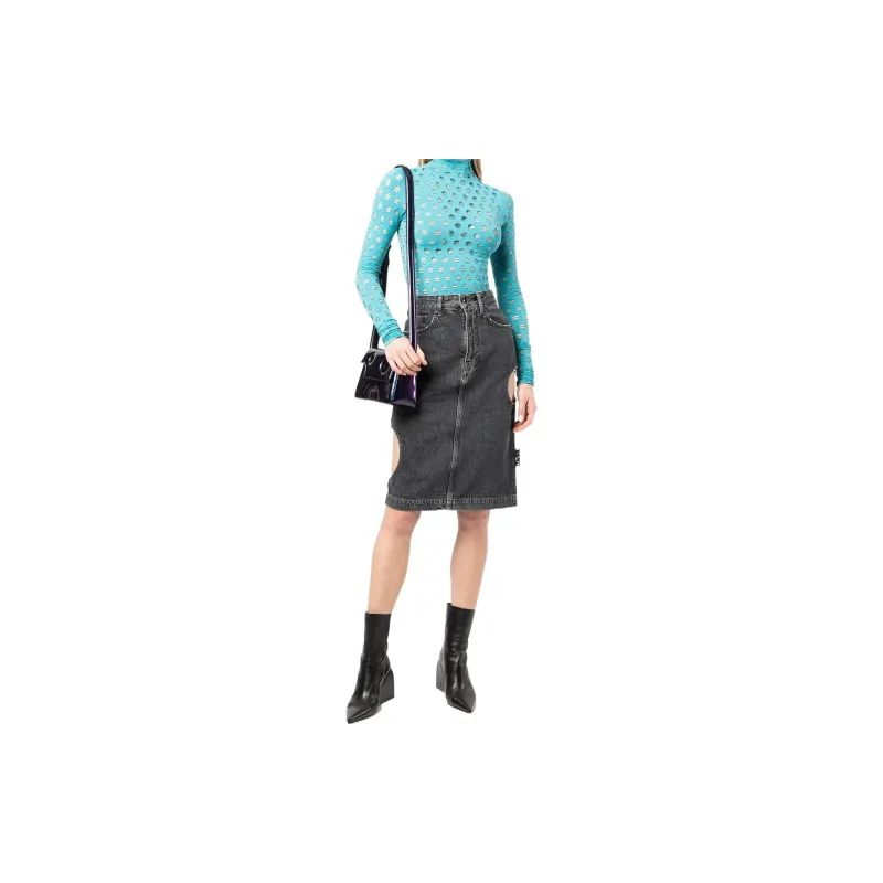 OFF WHITE Denim Short Skirts Women's Gray-1