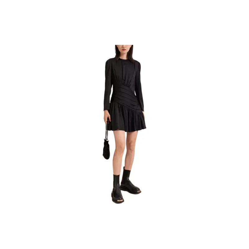 Sandro Leticia Draped Long-sleeve Minidress-2