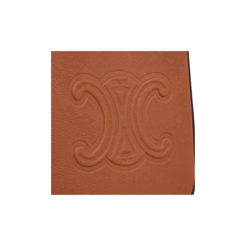 CELINE Cow Leather One Shoulder Crossbody Cell Phone Pouch Women's Tawny-4