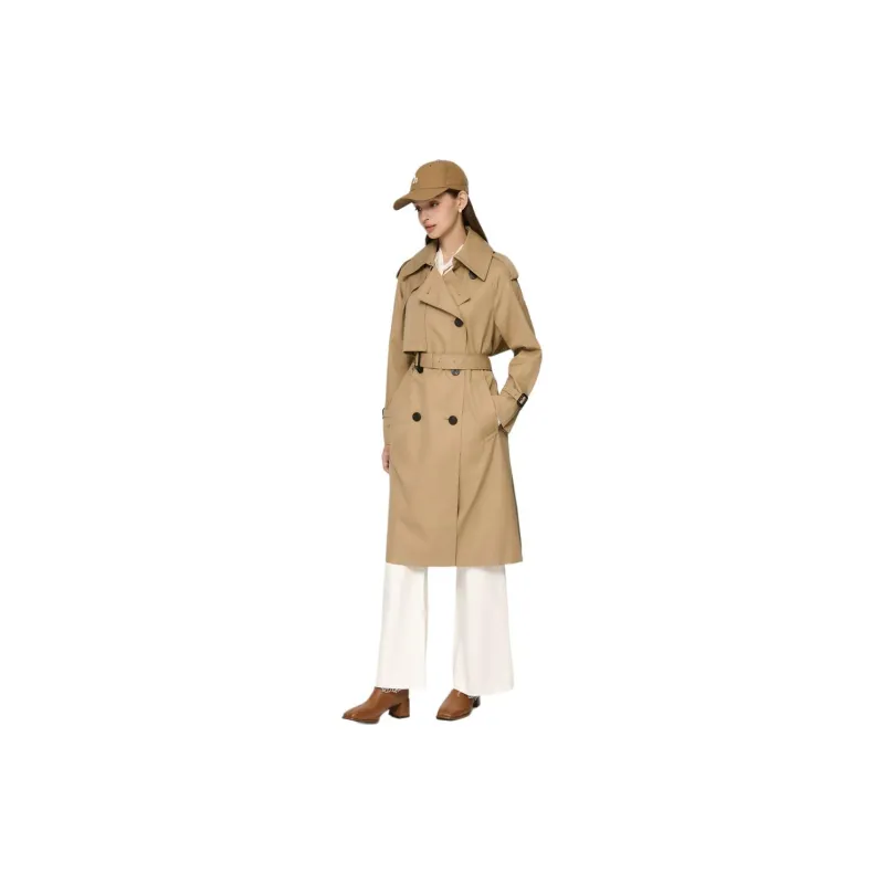 HAZZYS Trench Coat Women's Dark Beige Yellow-2