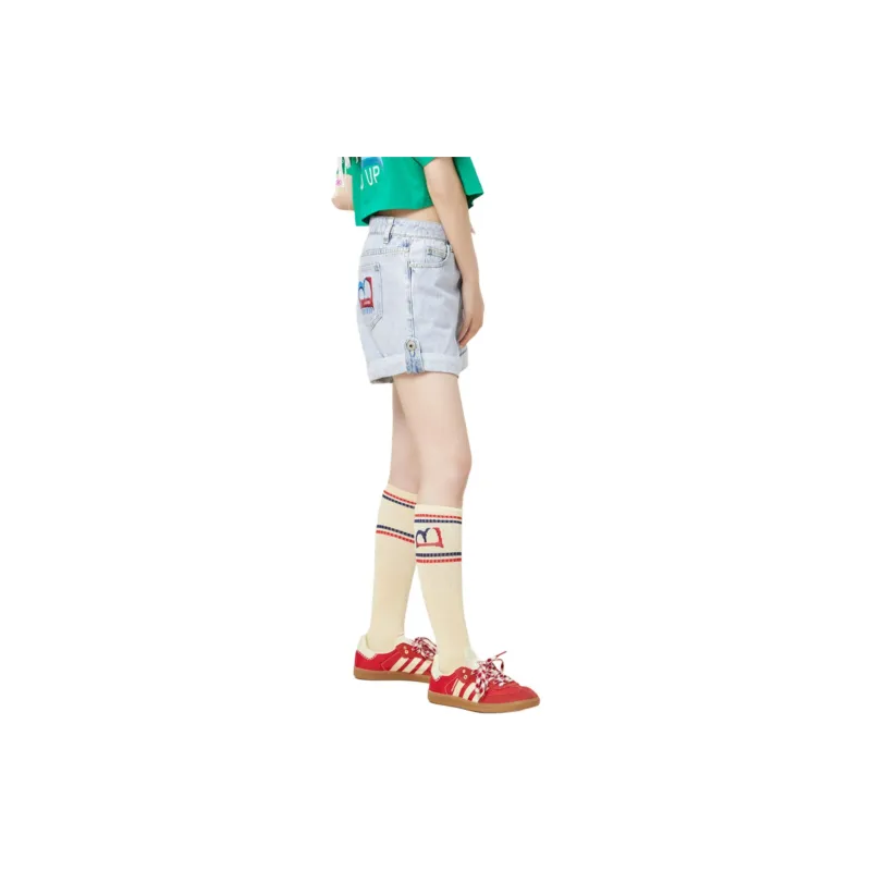 LALABOBO Denim Shorts Women's Medium Blue White-4