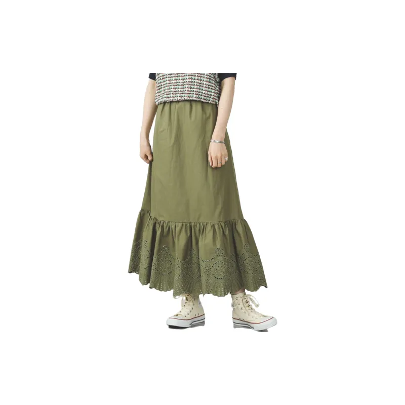 Beams Casual Long Skirts Women's Dark Green-1