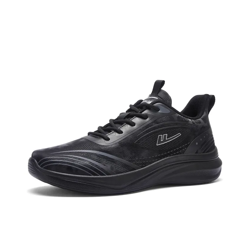 Warrior Cushioning Rebound Wear Resistant Lightweight Low Top Running Shoes Men's Black Black-1
