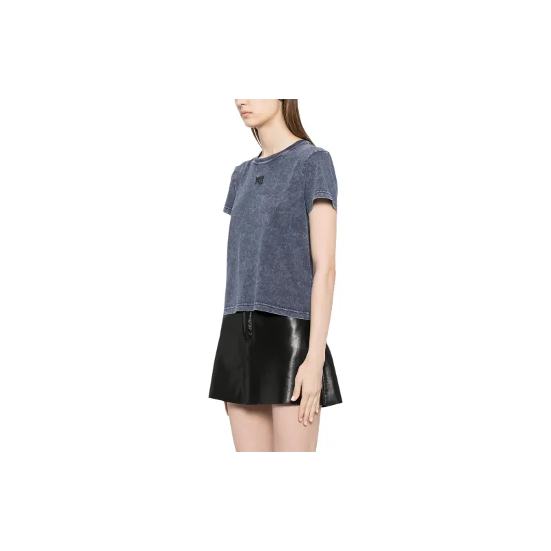 Alexander Wang Essential Jsy Shrunk Puff Logo & Bound Neck Tee Acid Black Ice-3