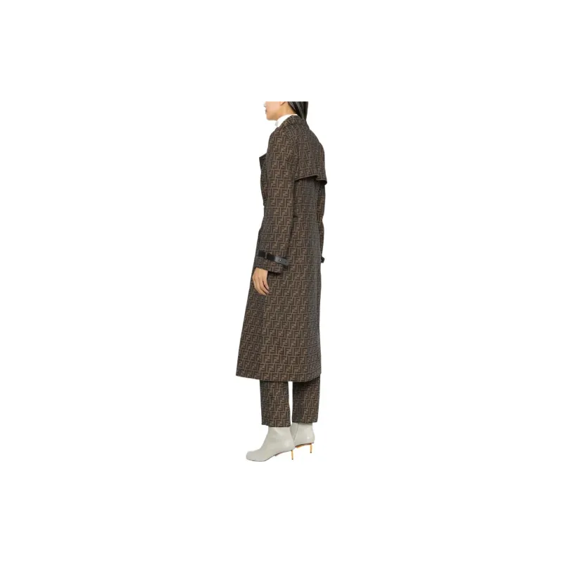 FENDI Trench Coat Women's Brown-3