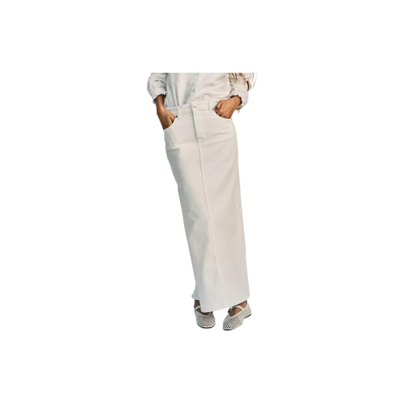H&M Denim Long Skirts Women's White-3