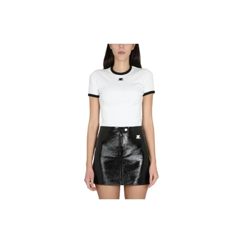 COURREGES Reedition Contrast T Shirt 'Heritage White/Black'-2