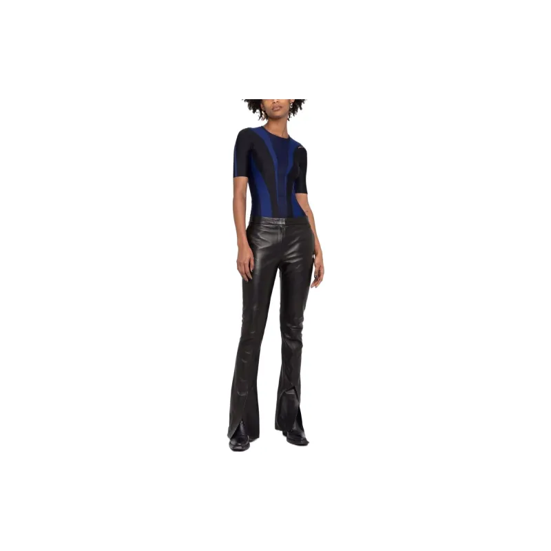 OFF-WHITE Corporate Logo-print Leather Trousers-2