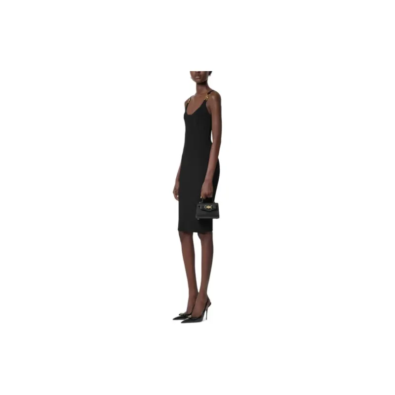 VERSACE Logo plaque Scoop neck Dress-1