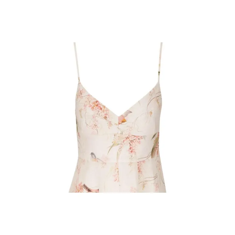 Zimmermann Picnic Coral Birds Printed Midi Dress-5
