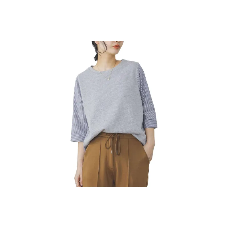 Beams T Shirts Women's Light Gray-2