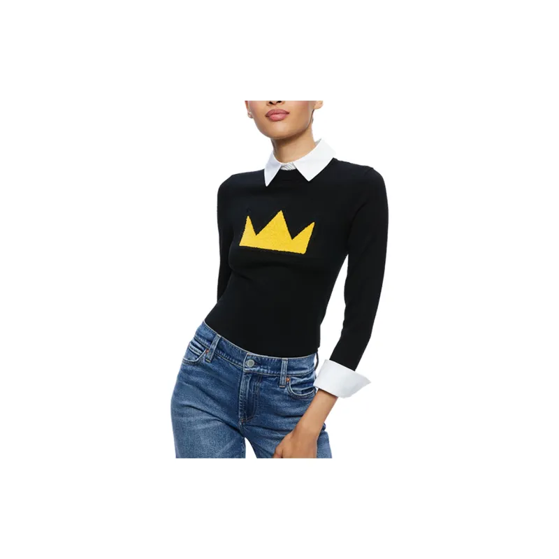 Alice + Olivia X Basquiat Porla Collared Jumper-2