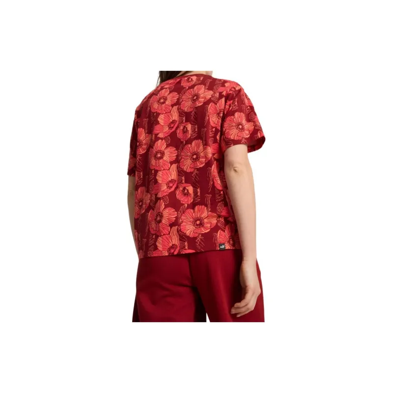 PUMA ESS +graphic T Shirt Women's Dark Red-3