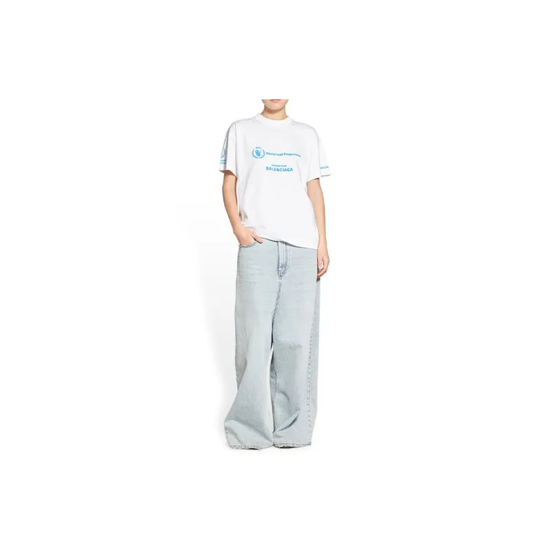 Balenciaga Balenciaga X WFP FW22 Drop Shoulder Sleeve T Shirt Women's White Loose Fit Style-2