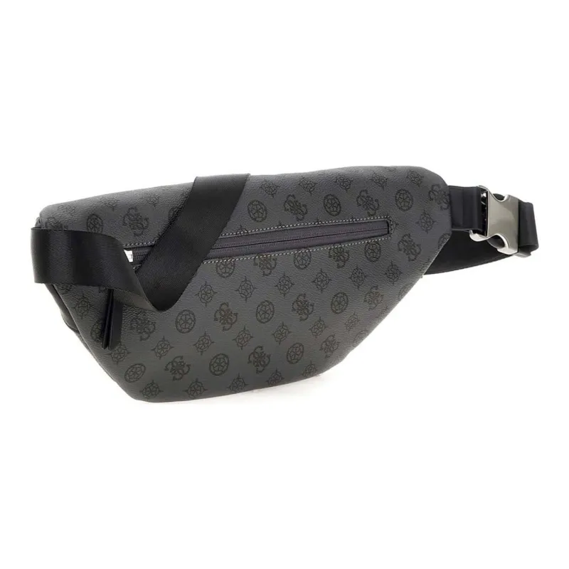 GUESS Genuine Leather One Shoulder Crossbody Fanny Pack Men's Black-1