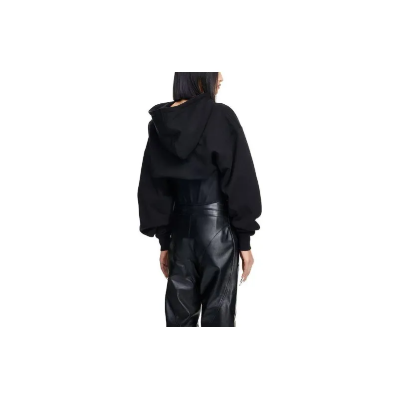 Mugler H&M Corset Waist Hooded Jacket Black-2