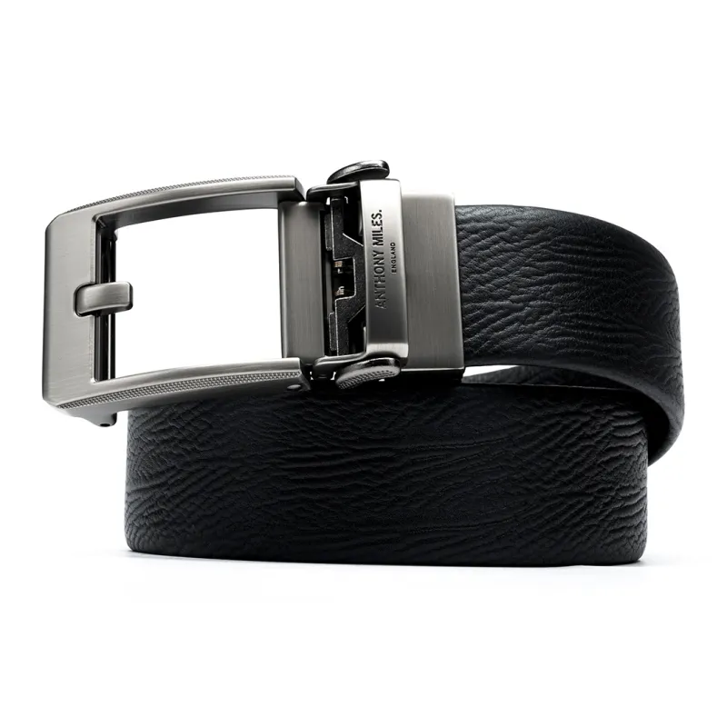 Anthony Miles Cow Leather Top Grain Cow Leather Leather Belts Men's Black Width  3.5cm-1