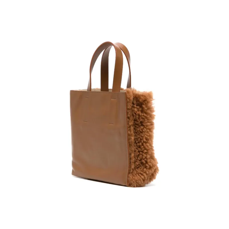 MARNI Shearling Logo Patch Tote Bag-1