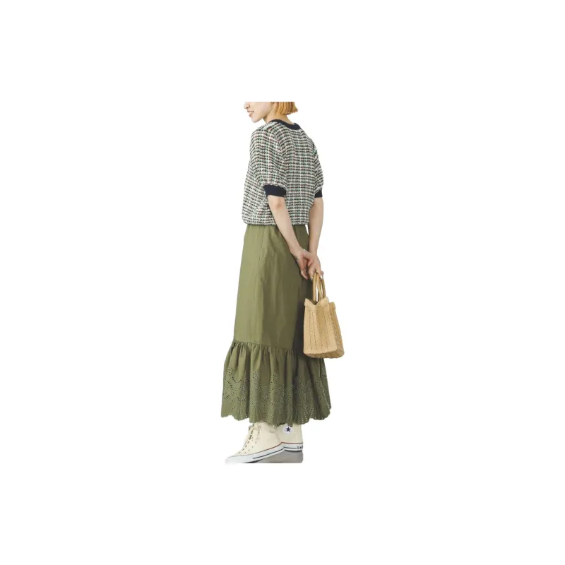 Beams Casual Long Skirts Women's Dark Green-5