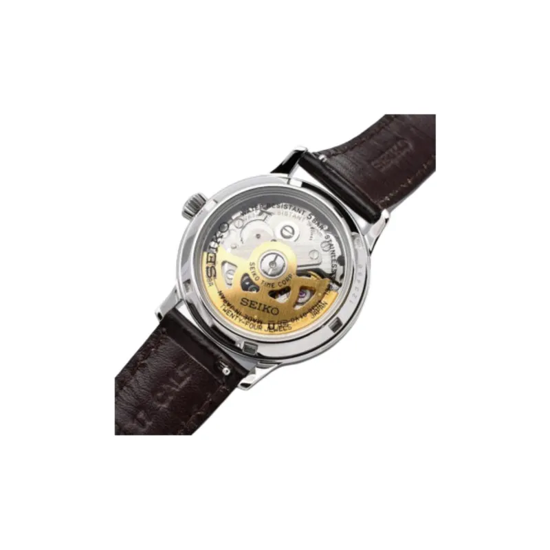 SEIKO Pilot Series Mechanical Movement Genuine Leather Strap Watch Women's Watch Coffee Watch Dial-3