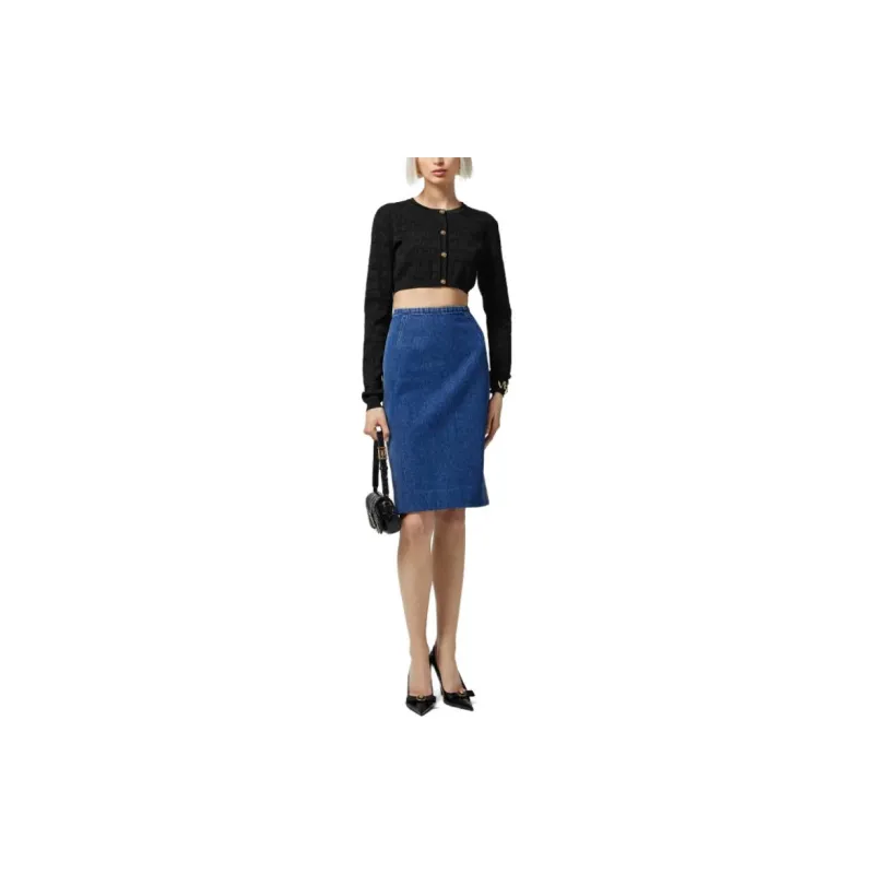 VERSACE Button Up Cropped Knitted Cardigan-1