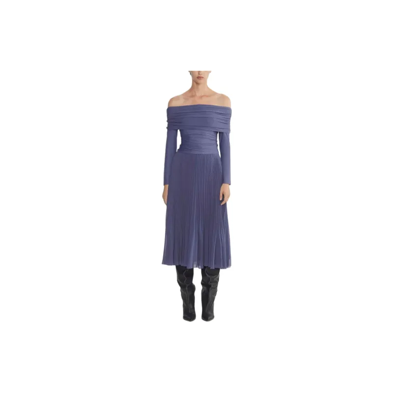 ARITZIA Wilfred New Twirl Pleated Skirt Casual Long Skirts Women's Nightshade Blue/cheese Blue-2