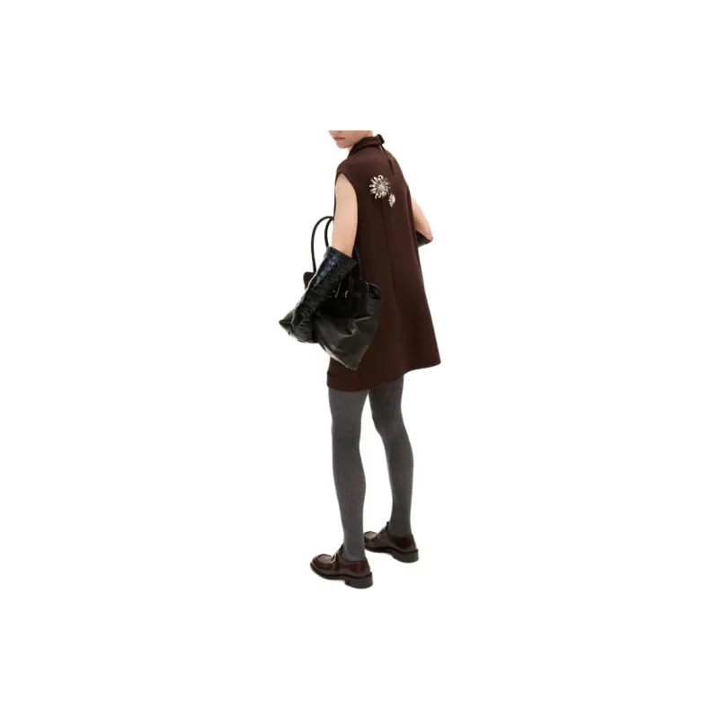 MIU MIU Sleeveless Dress Women's Cocoa Brown-3