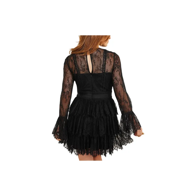 GUESS Vivienne Lace Dress Long-Sleeved Dresses Women's Black-3