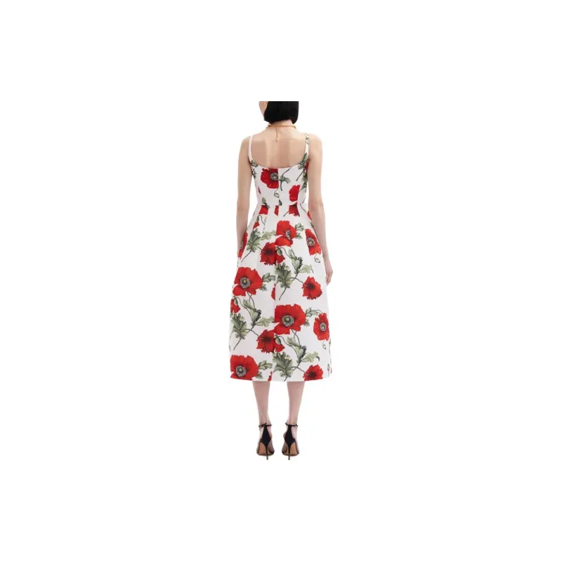 Oscar De La Renta Poppy-print Midi Dress-2